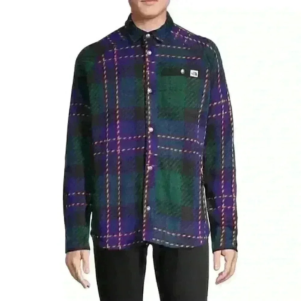 NEW! The North Face Men's M Gordon Lyons Raglan-Sleeve Plaid Shacket - Picture 3 of 6